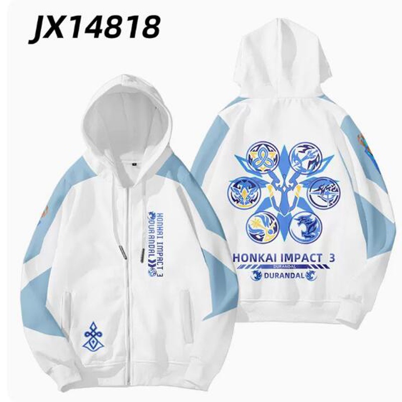 Honkai Áo Khoác hoodie Có Khóa Kéo In Họa Tiết 3d Phong Cách hip hop Cho Nam Và Nữ