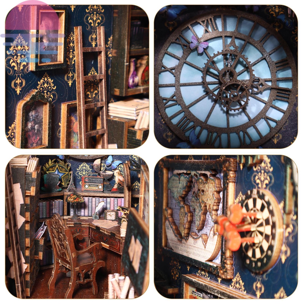 Diy Bộ Đồ Chơi Lắp Ráp Kệ Sách 3d Bằng Gỗ Có Đèn led Trang Trí Nhà Búp Bê shopskc8666