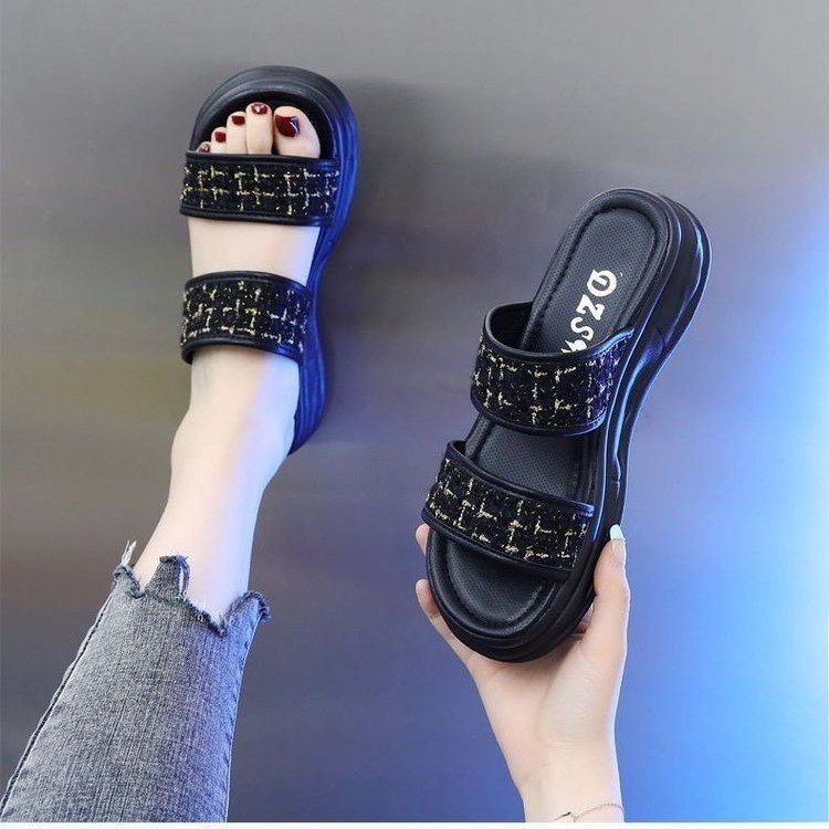 Sandal Quai Ngang Đế Dày Phong Cách Mới Cho Nữ