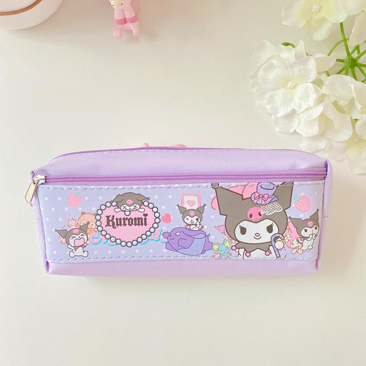 Túi Đựng Bút Chì Hai Ngăn Sức Chứa Lớn In Họa Tiết Hoạt Hình kuromi Có Khóa Kéo Cho Học Sinh