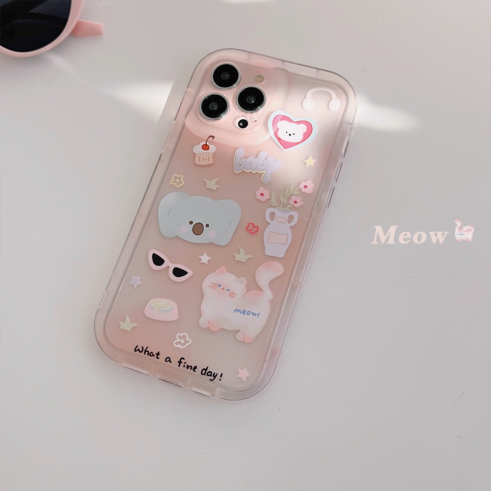 Ôp Điện Thoại tpu Silicon Chống Rơi Vỡ In Hình Mèo Hồng Dễ Thương Dành Cho apple iphone 11 12 13 14 pro max