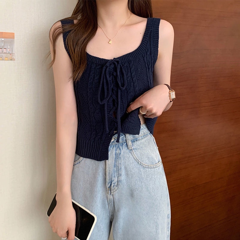 Áo Hai Dây Dệt Kim Thời Trang Mùa Hè Hàng Mới Dành Cho Bạn Nữ