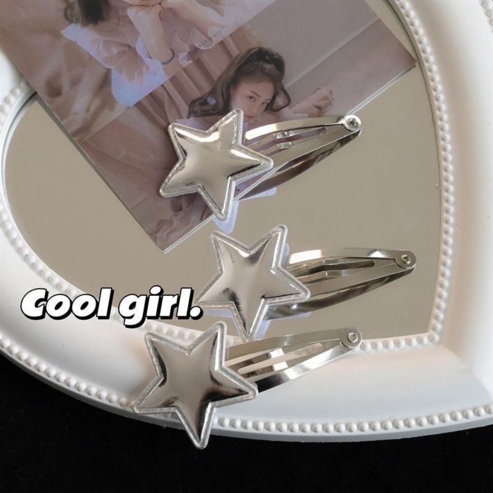 Kẹp Tóc Ngôi Sao Năm Cánh Bằng Kim Loại Bạc Đa Năng bb duomila