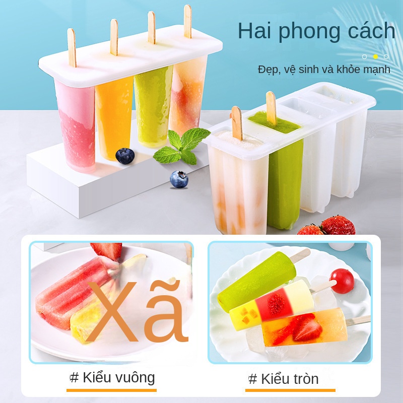Khuôn Làm Kem gelato Hai Hình Dạng Có Nắp Đậy