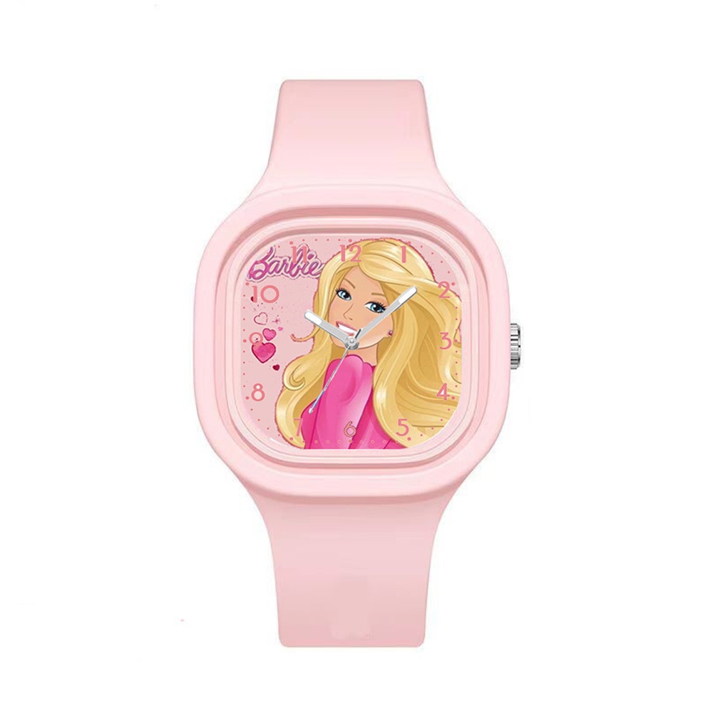 Đồng Hồ Công Chúa barbie Màu Hồng Với Dây Đeo silicone Chất Lượng Cao Chống Thấm Nước Cho Bé