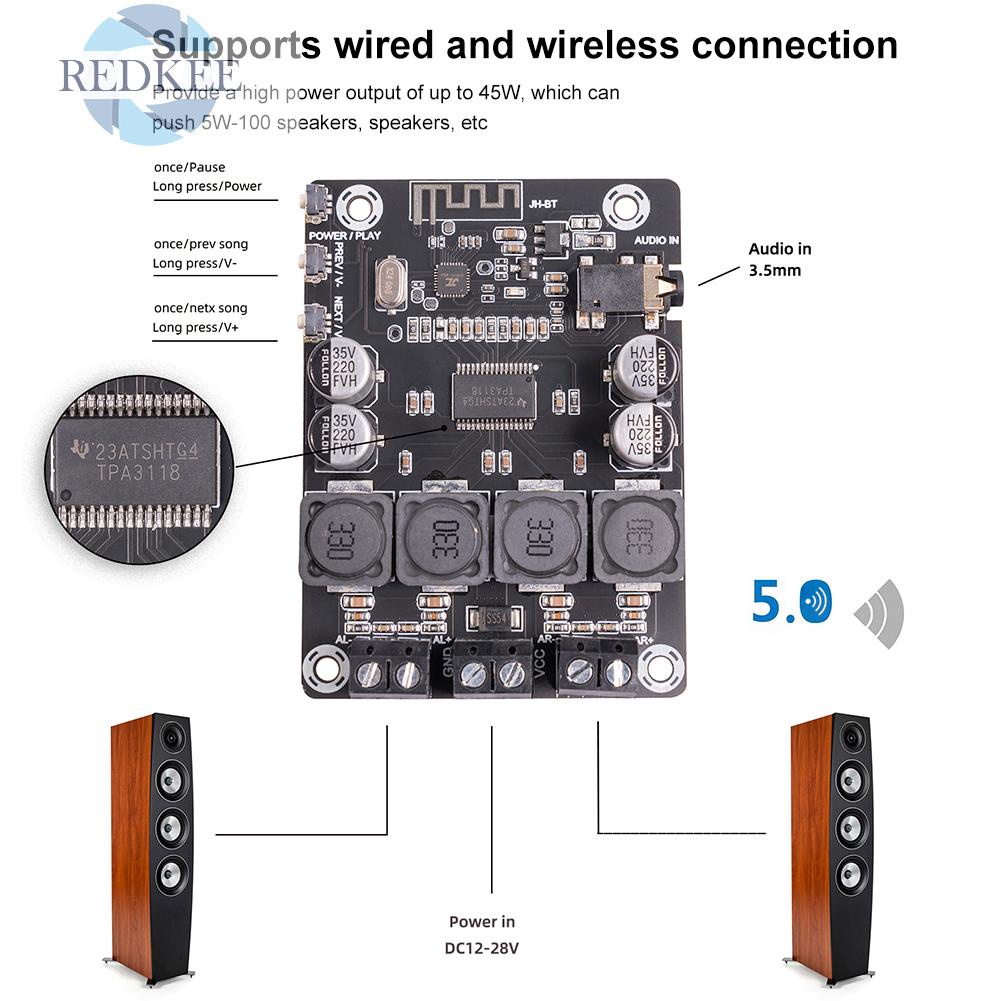Bảng Mạch Khuếch Đại Âm Thanh Kỹ Thuật Số tpa3118 3.5mm 2x45w 12v 24v
