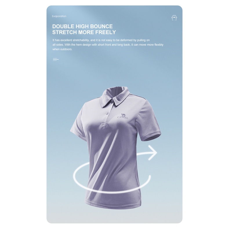 CAMEL SPORTS Áo polo Thể Thao Ngắn Tay Thoáng Khí Mau Khô Thời Trang Cho Nữ