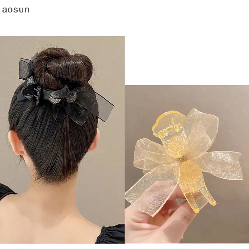 Aosun Kẹp Tóc Hình Nơ Lớn Màu Trơn Thời Trang Dành Cho Nữ