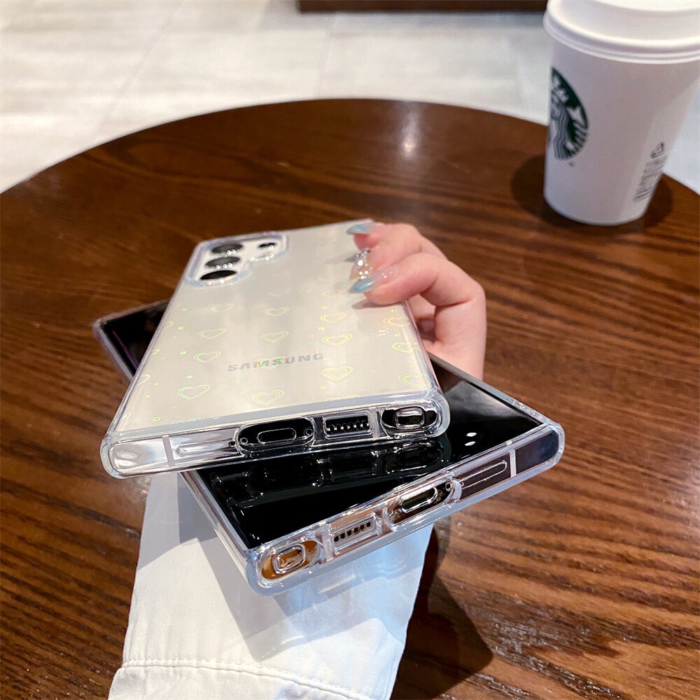 Ốp Điện Thoại Họa Tiết Trái Tim Màu laser Cho samsung galaxy s23ultra s22 / s22plus / s22ultra / s23 / s23plus