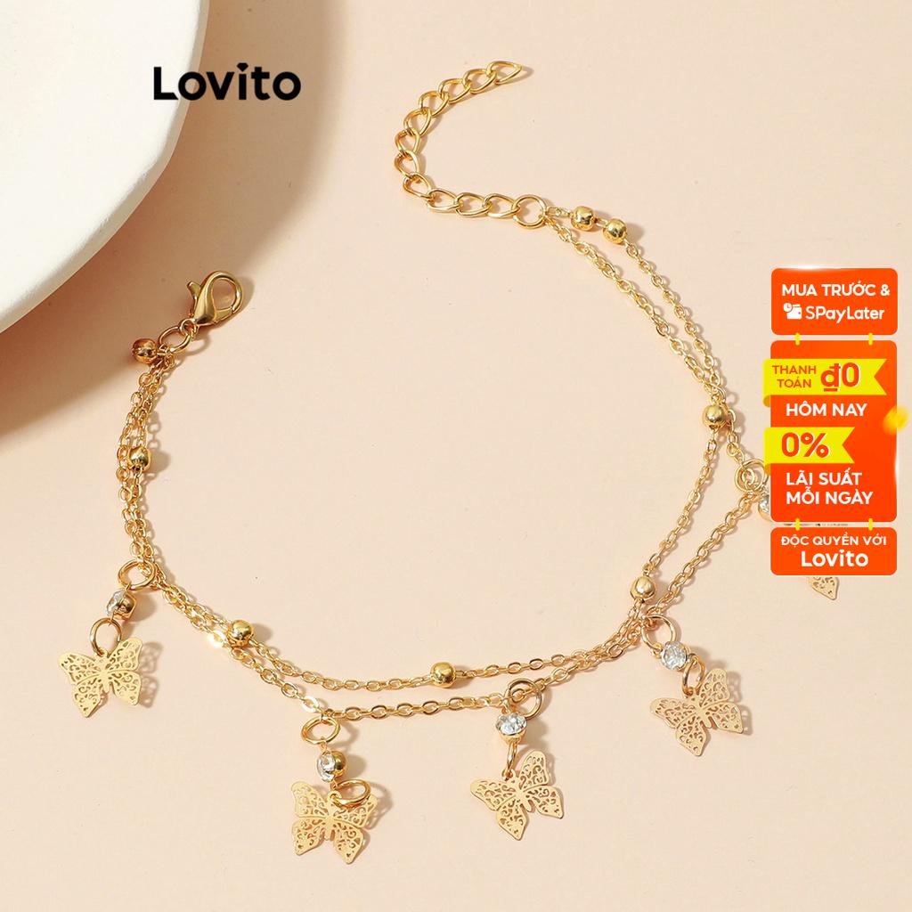 Lắc chân nữ Lovito họa tiết bướm đơn giản thời trang L60AD002 (Vàng)