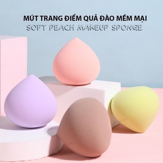 Bông mút trang điểm, mút tán kem nền hình quả đào dùng cho dạng lỏng, kem, phấn