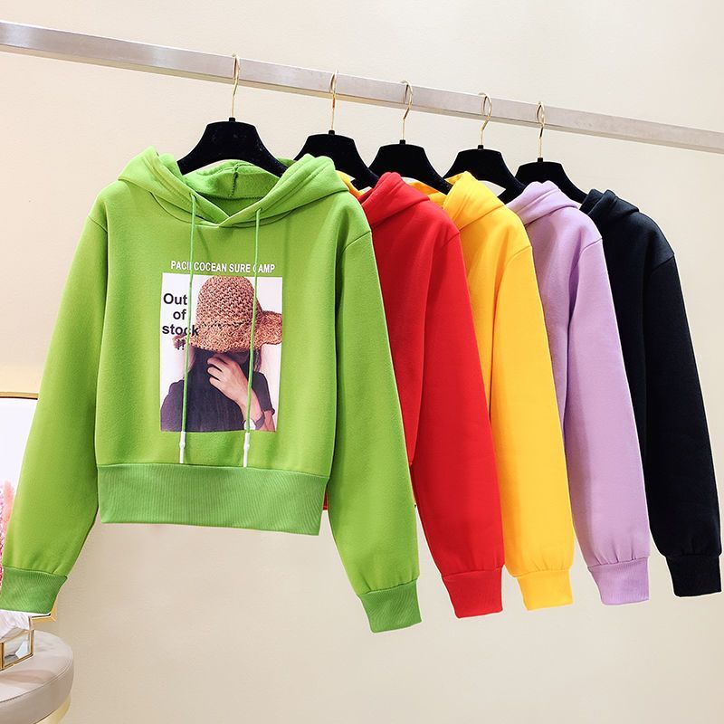 Áo Hoodie Lửng Tay Dài Thời Trang Thu Đông Phong Cách Hàn Quốc Mới