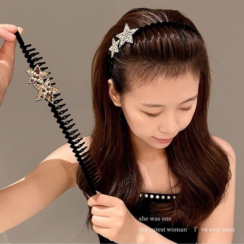 Băng Đô Cài Tóc Chống Trượt Hình Ngôi Sao Lấp Lánh Đơn Giản Phong Cách Hàn Quốc