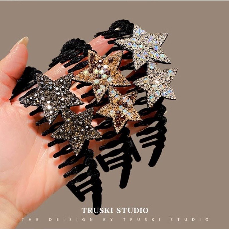 Băng Đô Cài Tóc Chống Trượt Hình Ngôi Sao Lấp Lánh Đơn Giản Phong Cách Hàn Quốc