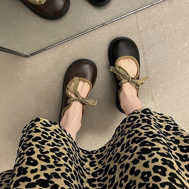 Giày Da Thắt Nơ Xinh Xắn Hợp Thời Trang Cho Nữ size 35-42