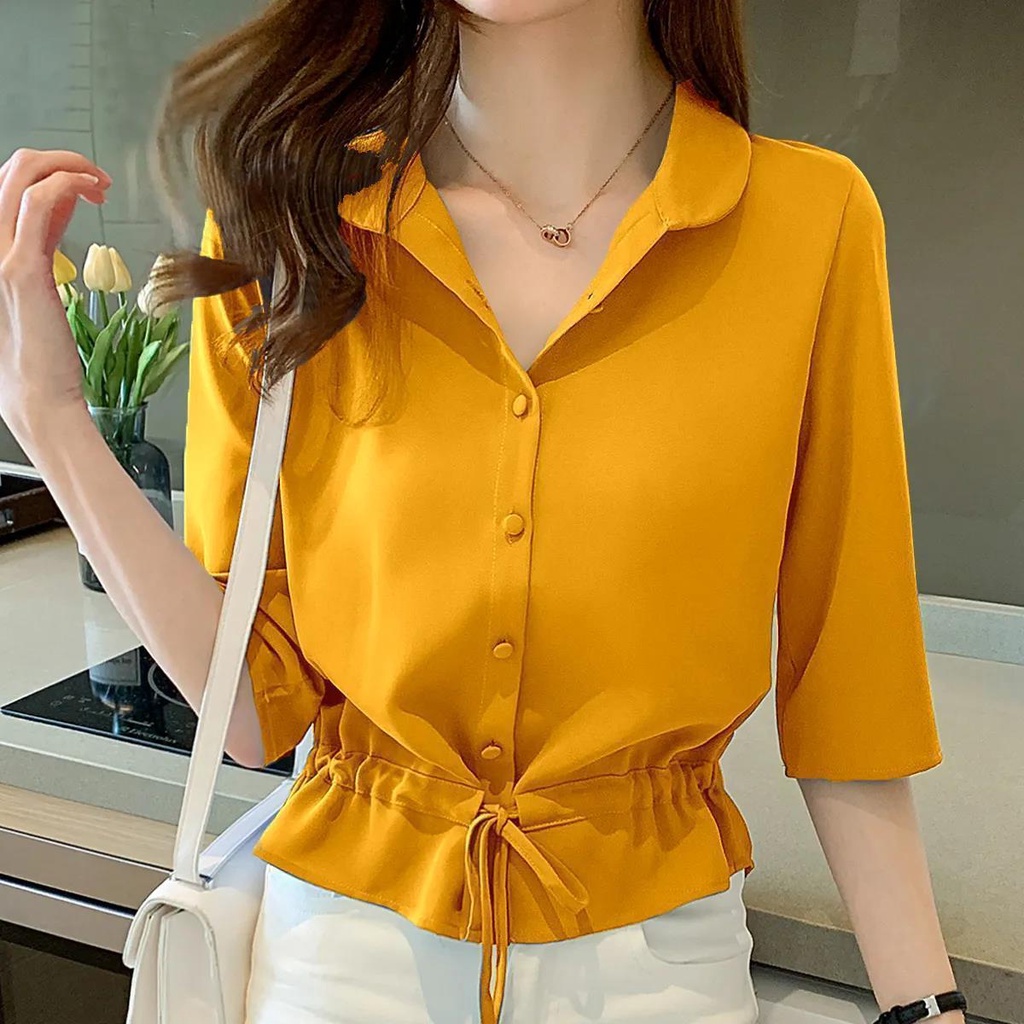 Áo Sơ Mi Ngắn Tay Vải Voan Mỏng Phong Cách Mới Dành Cho Nữ