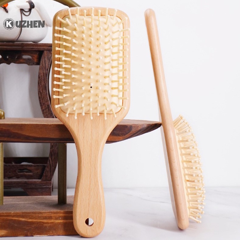Lược Chải Tóc Túi Khí Mát Xa Da Đầu Bằng Gỗ kuzhen