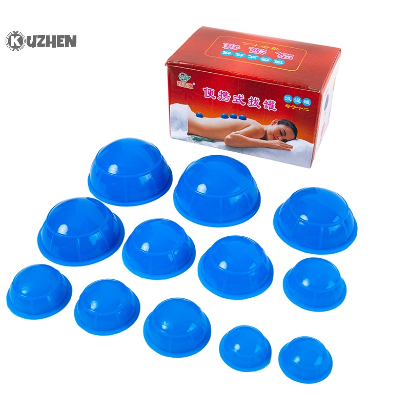 Set 12 Cốc Giác Hơi Mát Xa Chân Không Bằng silicone Chuyên Nghiệp