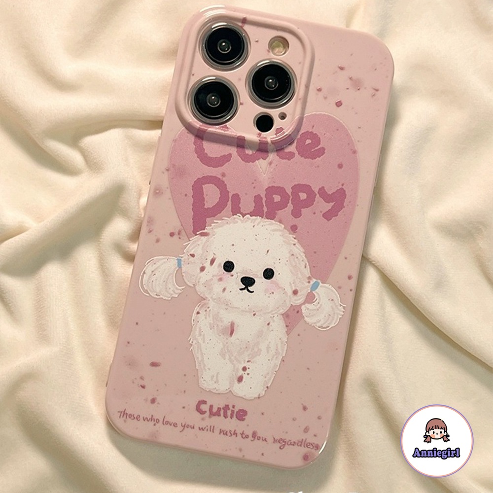 Ôp Điện Thoại tpu Dẻo Màu Hồng Hình Chú Chó teddy Dễ Thương Cho iphone 11 14 pro max 13 pro max 12 iphone x xs xr Ốp