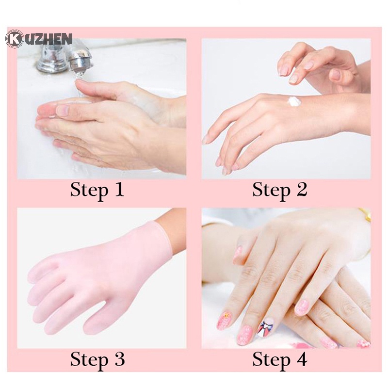 1 Cặp Găng Tay silicone gel Dưỡng Ẩm Tái Sử Dụng Được Chăm Sóc Bàn Tay Bị Nứt Nẻ kuzhen