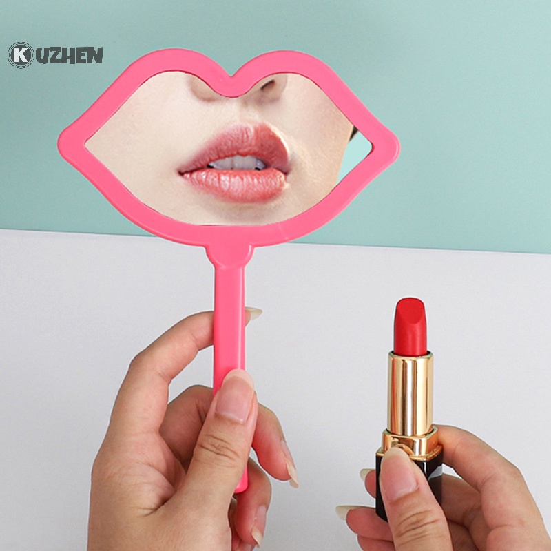 1 Gương Trang Điểm mini Cầm Tay Hình Đôi Môi diy