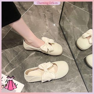 Giày búp bê đế mềm đính nơ xinh xắn cho nữ