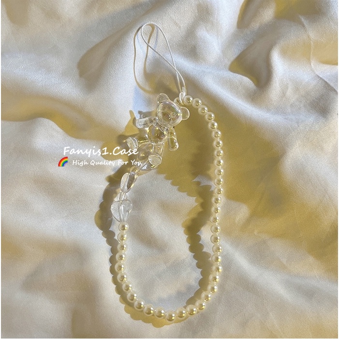 Cặp Dây Chuỗi Hạt handmade Treo Điện Thoại Di Động Hình Máy Ảnh Và Nơ Trái Tim