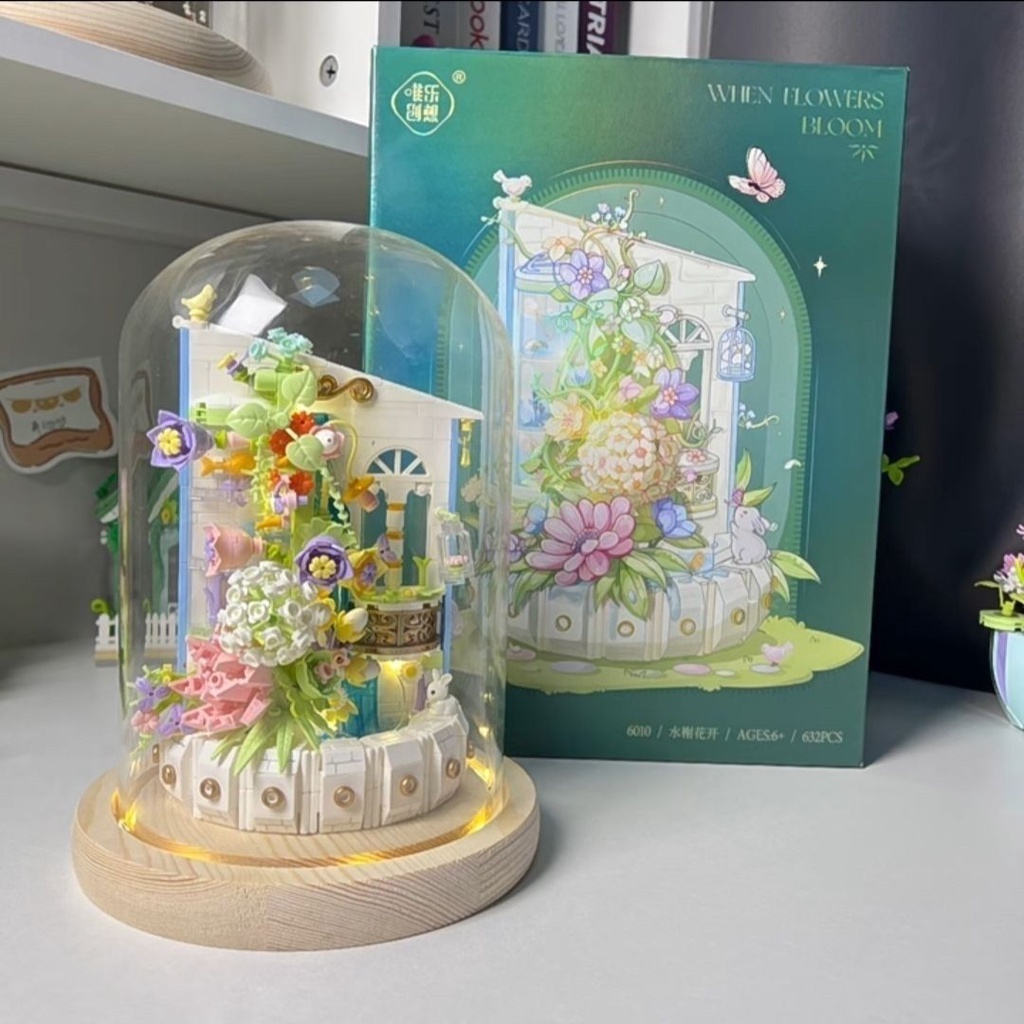 Panda ~Đồ chơi lắp ráp khối xây dựng DIY, bó hoa Lego, hoa vĩnh cửu, thác hoa giả, mô hình lắp ráp hạt nano, trang trí bàn làm việc, quà tặng hoa 0195