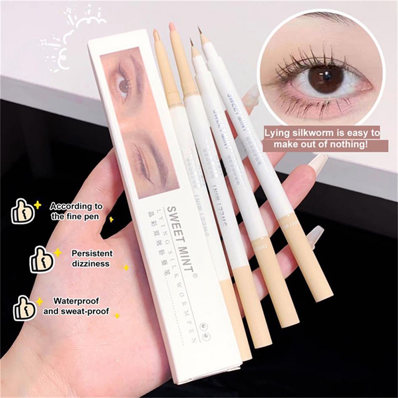 Sweet Mint Phấn Mắt Dạng Bút Hai Đầu Làm Sáng Da Chống Thấm Nước Mềm Mượt JP1