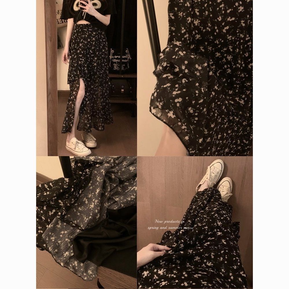 Chân Váy Chữ a Xếp Ly Họa Tiết Hoa Phong Cách Mới 2023