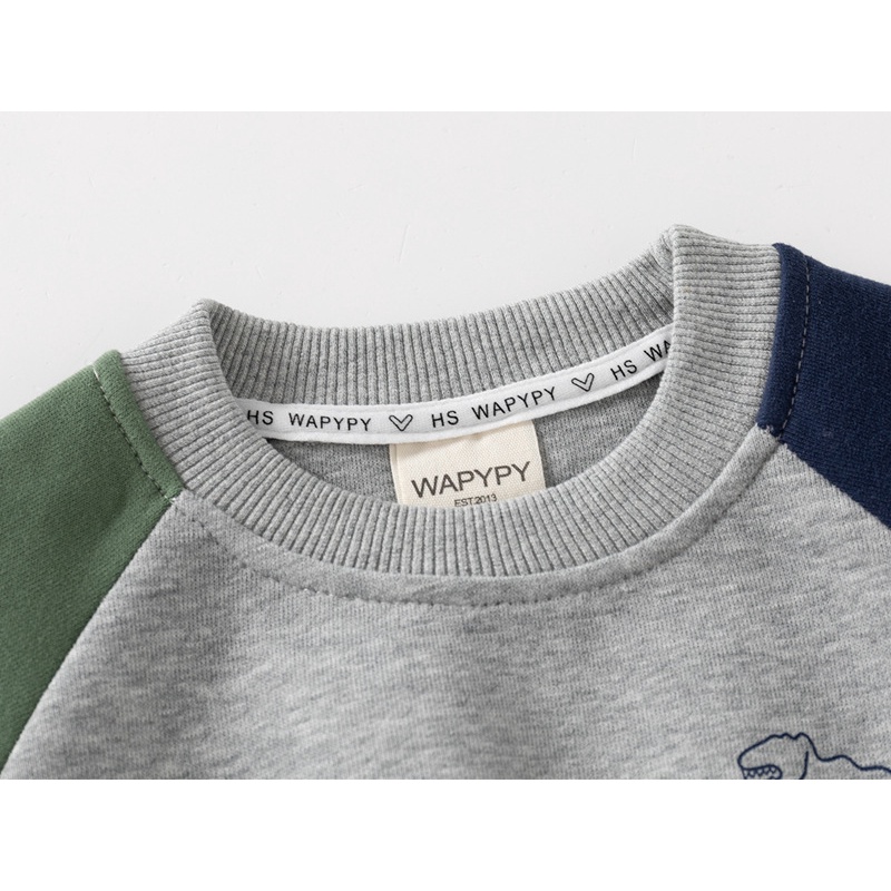Bộ nỉ bé trai WAPYPY bộ nỉ dài tay cho bé trai thu đông 2023