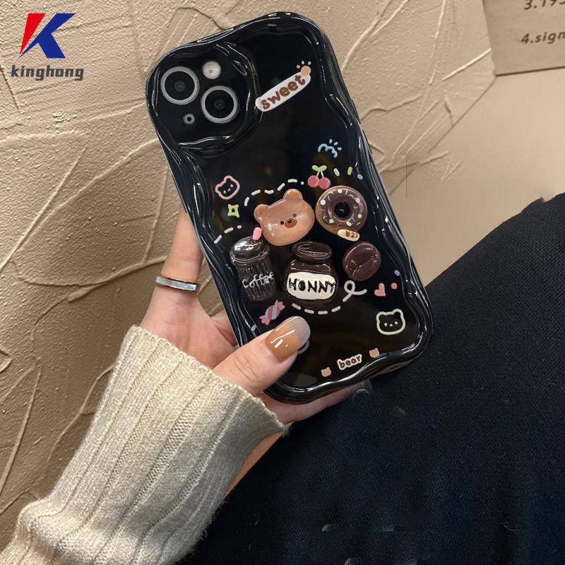 Ốp Điện Thoại Hình Gấu / Bánh donut 3d Kèm Chuông / Vòng Tay Cho IPhone 12 11 13 14 PRO MAX 6 7 6S 8 14 Plus X XR XS MAX 11 12 13 Se 2020 6SPlus 7Plus 6Plus 8Plus 14Plus XSMAX