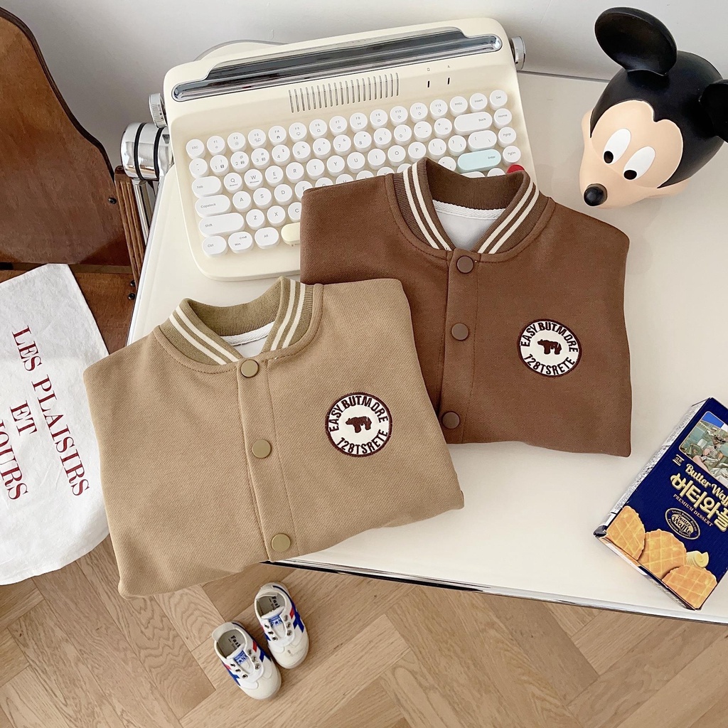 Áo Khoác Bóng Chày Thêu Chữ Thời Trang Hàn Quốc Dành Cho Bé 0-5 Tuổi