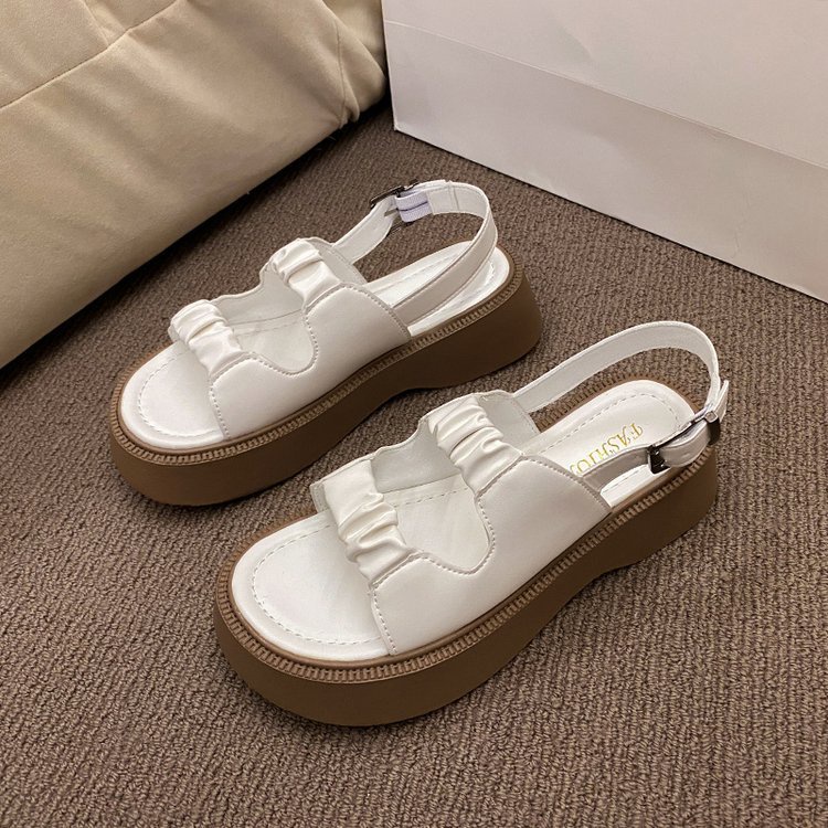 Huaqoo Dép bánh mì guốc dép sandal nữ Màu Sắc Đơn Giản Thoải Mái Cao Gót Chống Trơn Trượt dép đế xuồng   B98G1GX 33Z230818