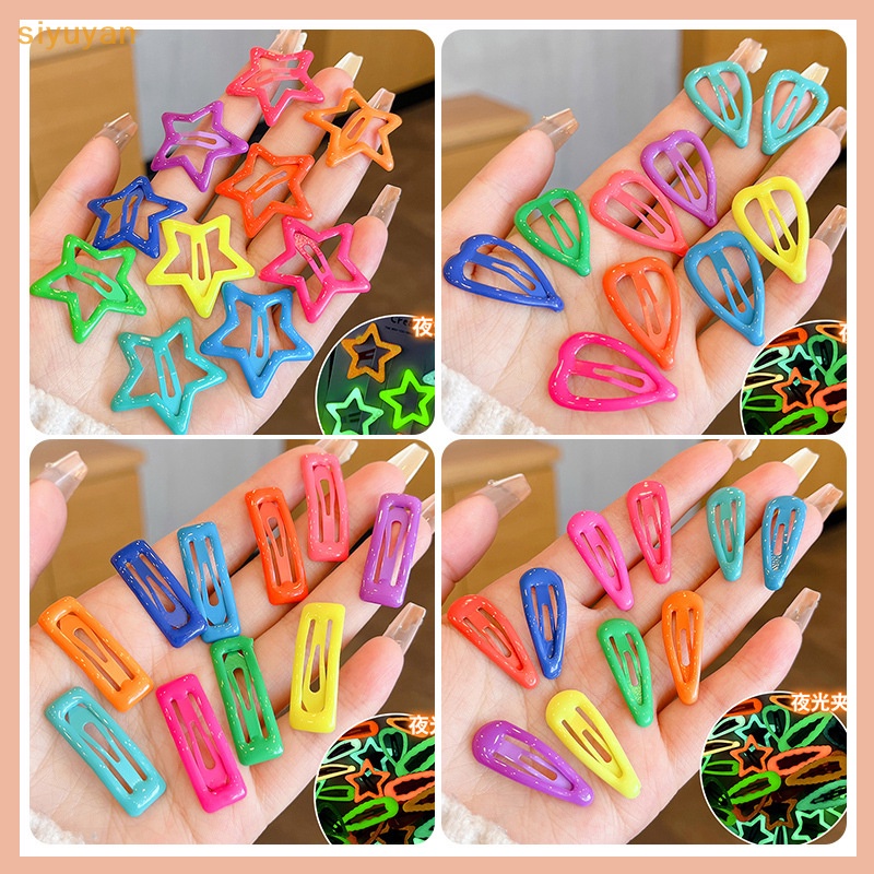 Siyuyan Set 10 Kẹp Tóc Hình Ngôi Sao Dạ Quang Nhiều Màu Sắc Dễ Thương Cho Bé vn