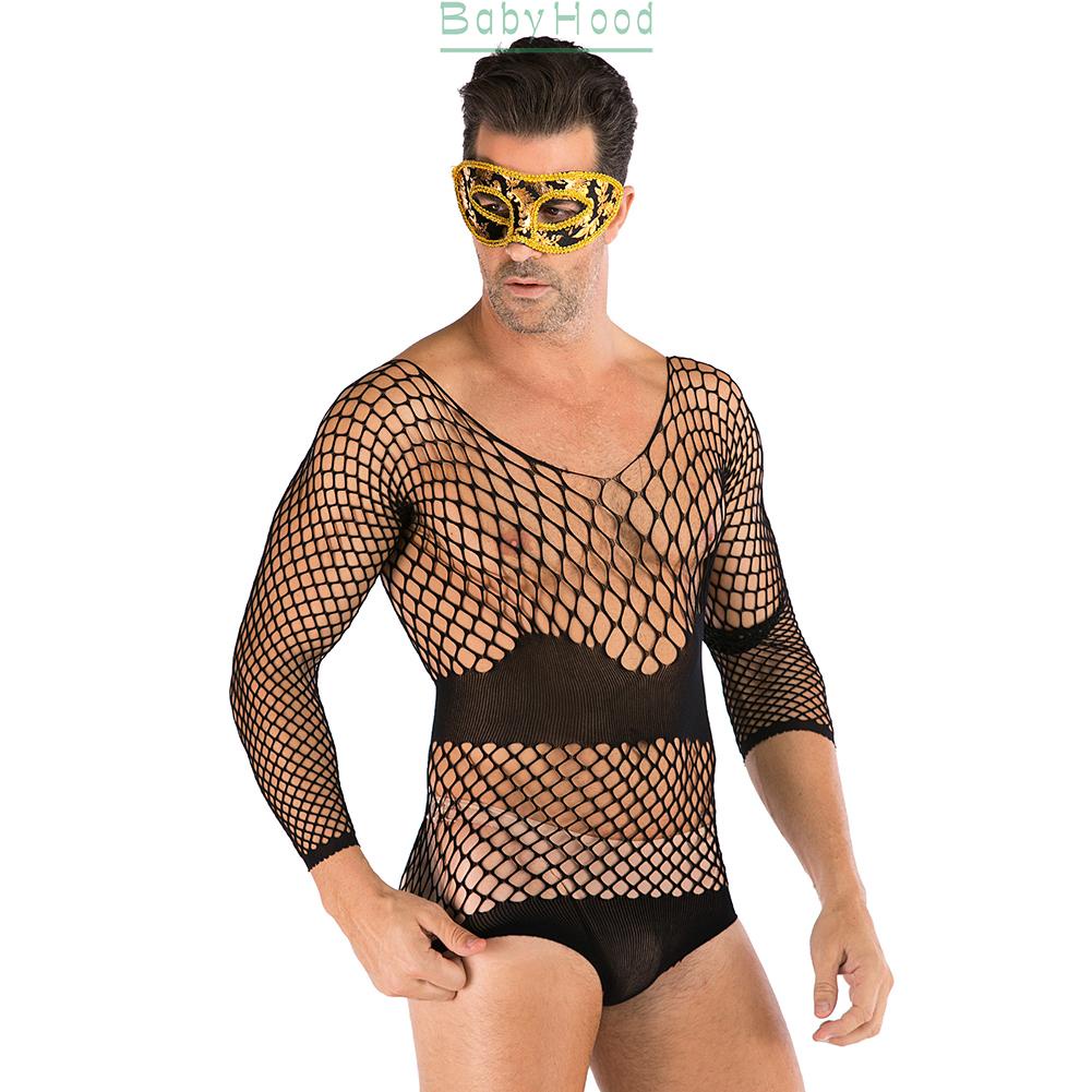 Sexy Men Fishnet Pantyhose Clubwear Full Body Stockings Sissy Bodysuit Lingerie#BBHOOD
