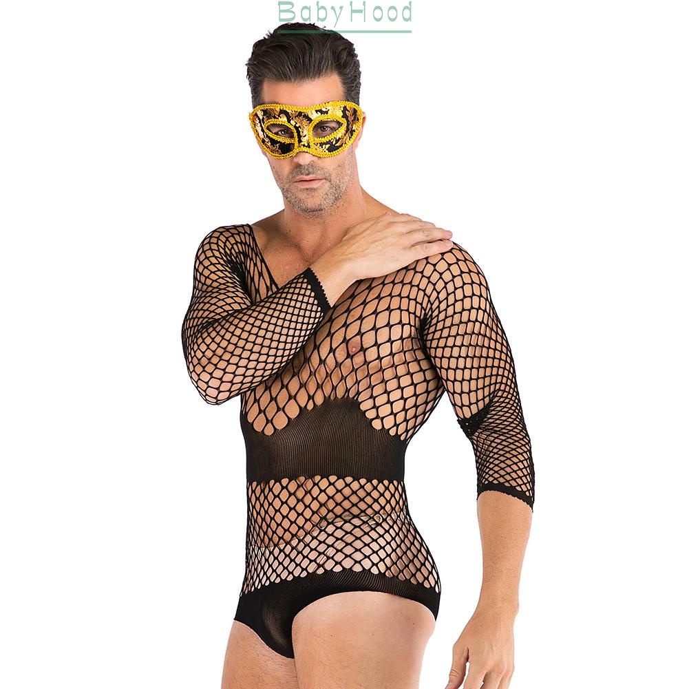 Sexy Men Fishnet Pantyhose Clubwear Full Body Stockings Sissy Bodysuit Lingerie#BBHOOD