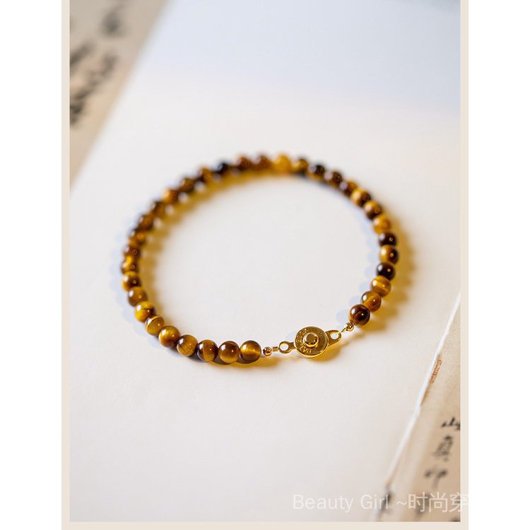 Vòng Tay Chuỗi Hạt Đá Mắt Hổ 4mm Phong Cách retro