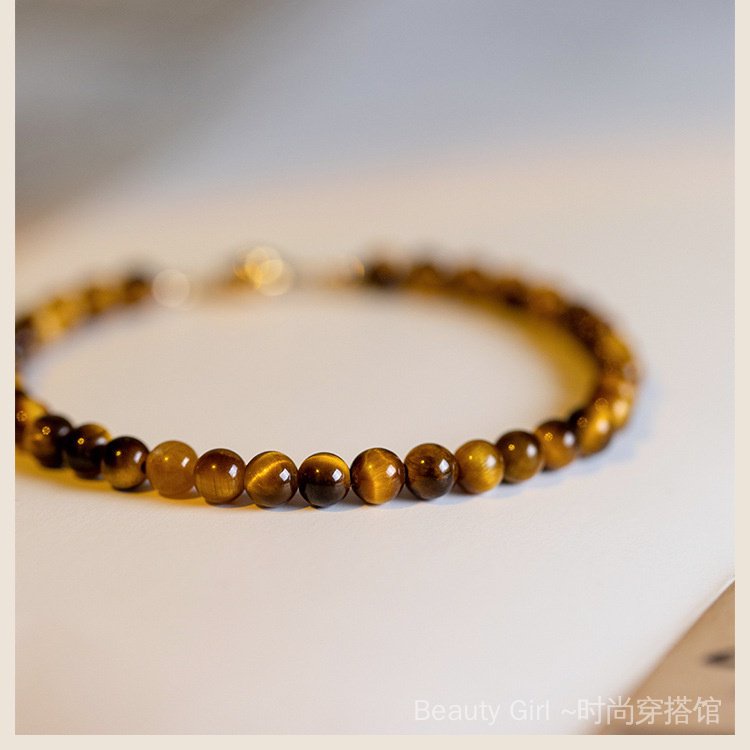 Vòng Tay Chuỗi Hạt Đá Mắt Hổ 4mm Phong Cách retro