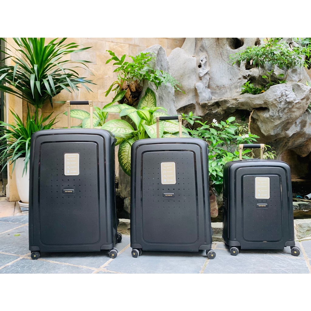 Vali Samsonite S Cure DLX màu Black/Gold - Bản giới hạn - Cao cấp -  Made in EU - HANGDUC88