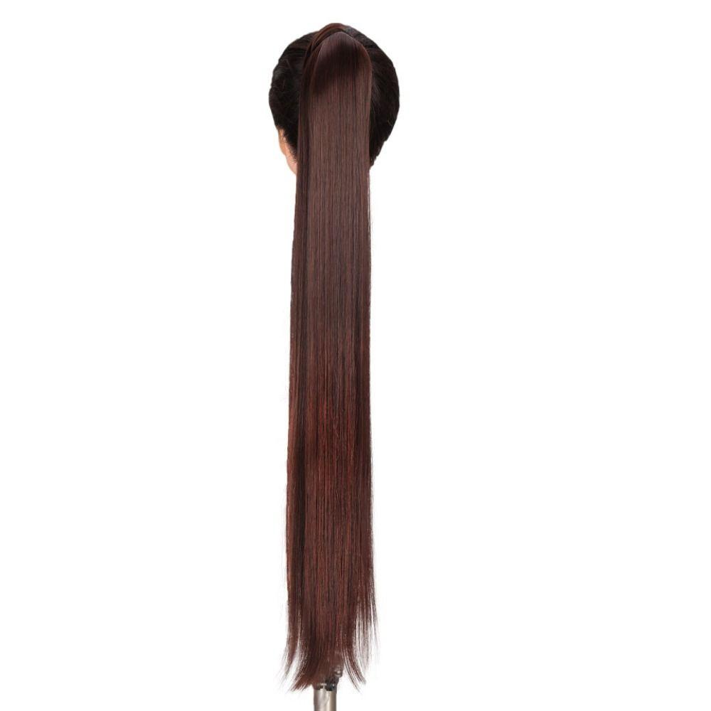 Isitaftb Kẹp Tóc Giả Đuôi Ngựa Thẳng Dài Tự Nhiên Mềm Mịn 33 Inches Dành Cho Bạn Nữ / Bé Gái