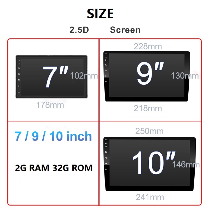 Máy Nghe Nhạc / Video / GPS Android 2 Din Có Kết Nối Bluetooth 2G Ram + 32g ROM Có Màn Hình Lớn Thông Dụng Cho Xe HơiJD
