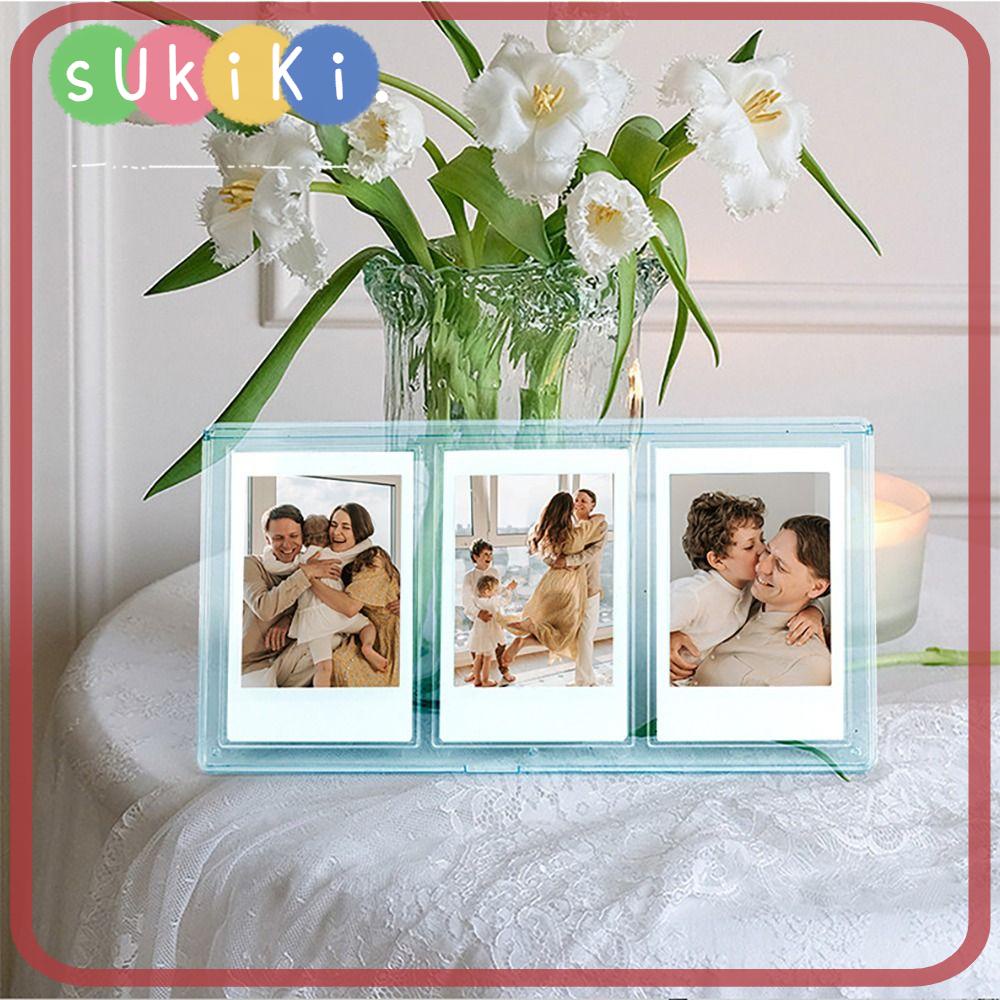 Yuki Khung Ảnh Trong Suốt 3 Ngăn Để Bàn Trang Trí Cho fujifilm instax mini home