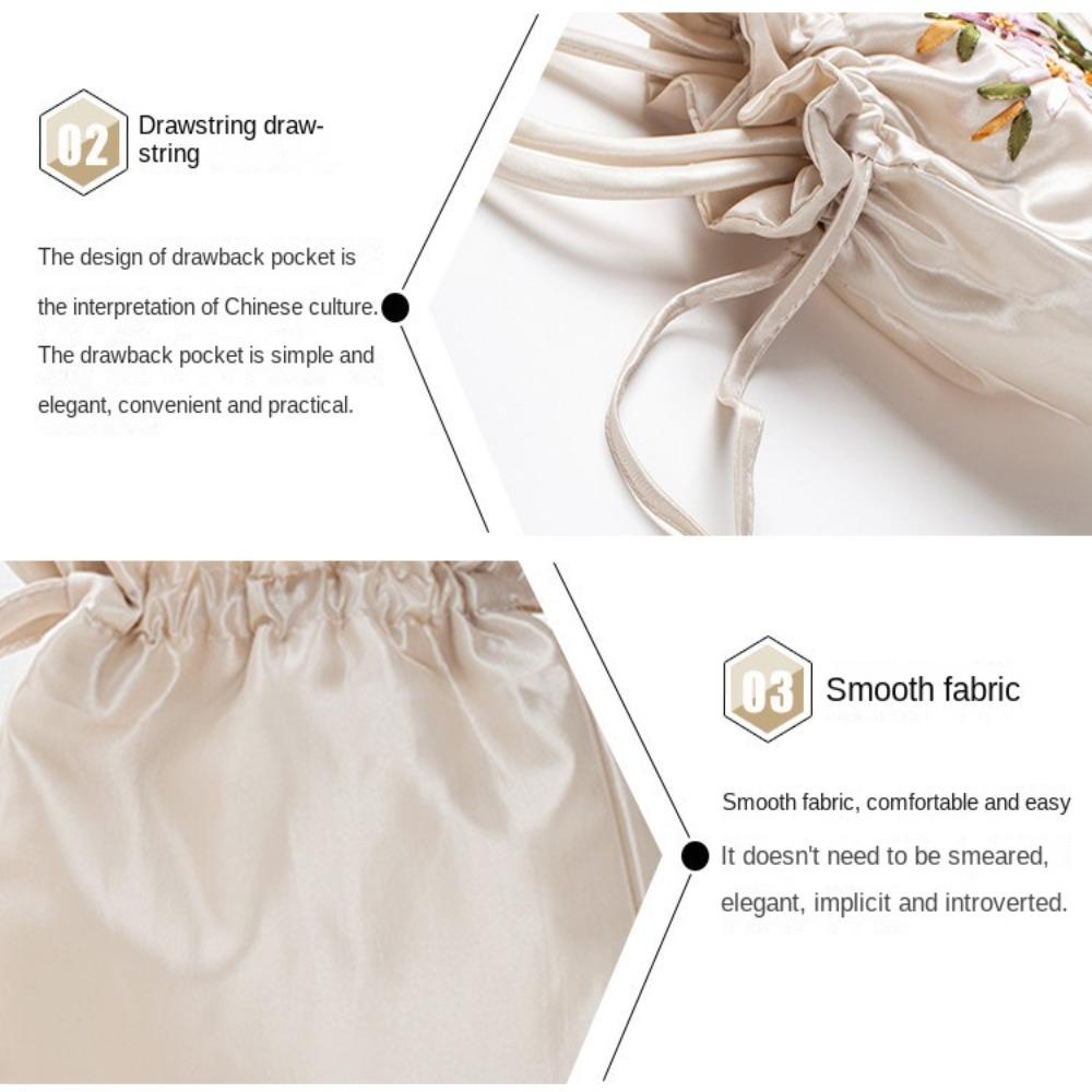 Camellli1 Túi Xách bucket mini Tay Cầm Thêu Thủ Công Phong Cách Dân Tộc Thời Trang Cho Nữ