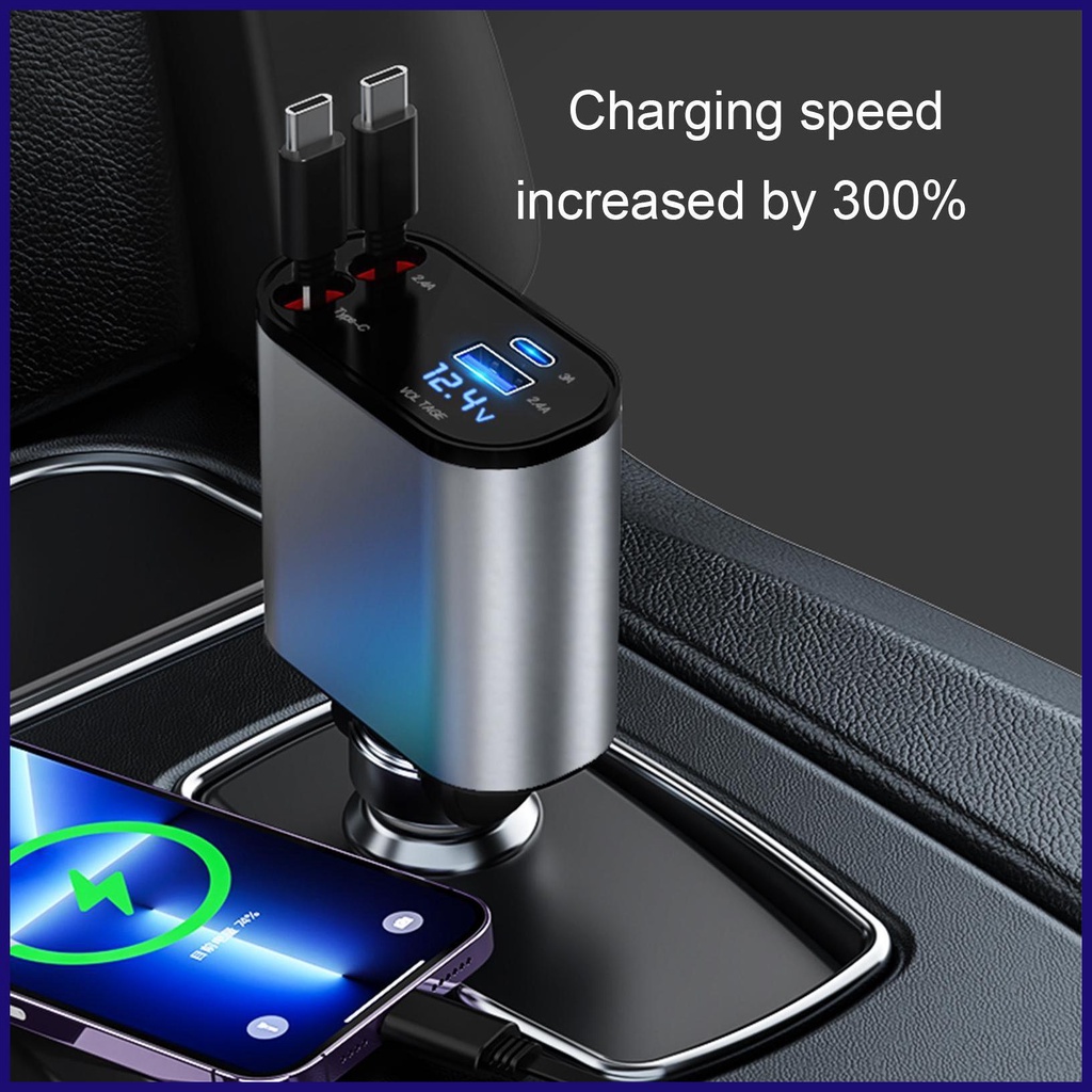 Tẩu Sạc Điện Thoại Nhanh 4 Trong 1 100w Cho Xe Hơi