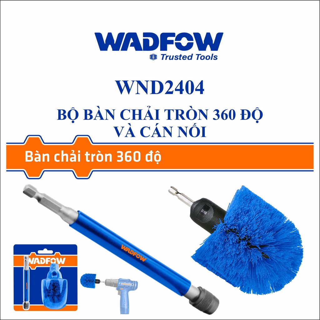 Bộ bàn chải tròn 360 độ và cán nối wadfow WND2404