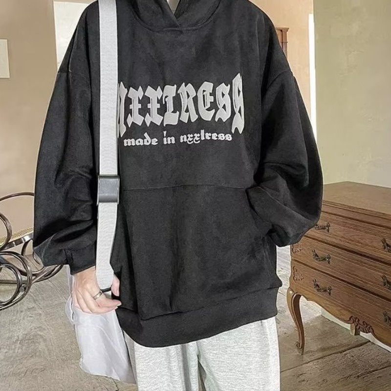 Áo Hoodie Da Lộn 540g Phong Cách Đường Phố Mỹ Cá Tính Cho Nam