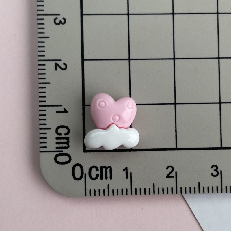 Set 10 Phụ Kiện Trang Trí Móng Tay / Điện Thoại Hình Đám Mây / Trái Tim Màu Hồng Xinh Xắn diy