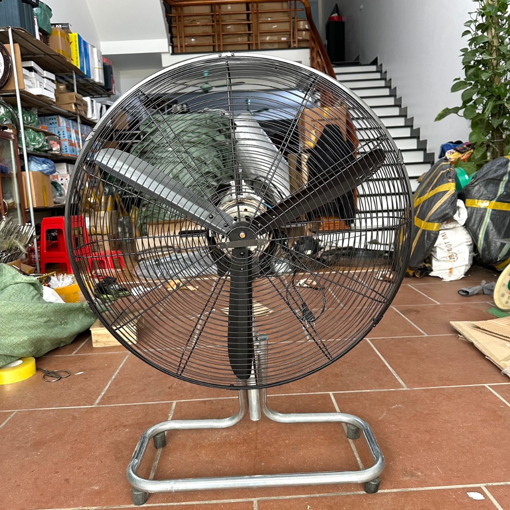 Quạt công nghiệp đường kính lồng 70cm trục 12mm lắp động cơ máy giặt CŨ