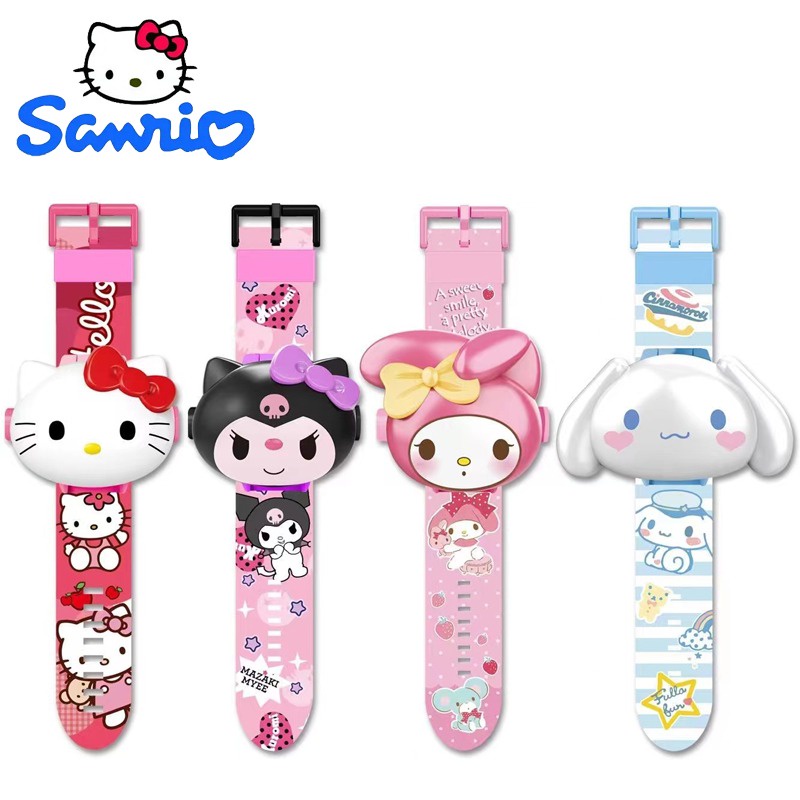 Sanrio Đồng Hồ chiếu Điện Tử Dạng Cuộn 24 Họa Tiết hello kitty kuromi melody cinnamoroll Quà Tặng Sinh Nhật Cho Bé